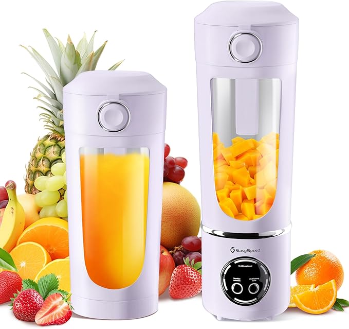 EasySpeed Personal Portable Blender,USB Type-C Rechargeable,700ml Juicer Cup,12 Stainless Steel Blades,4 Gear Modes,1500mAh Battery Capacity,Perfect for Fresh Juice at Home (Purple)