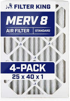 Filter King 25x40x1 Air Filter | 4-PACK | MERV 8 HVAC Pleated A/C Furnace Filters | MADE IN USA | Actual Size: 25 x 40 x .75"