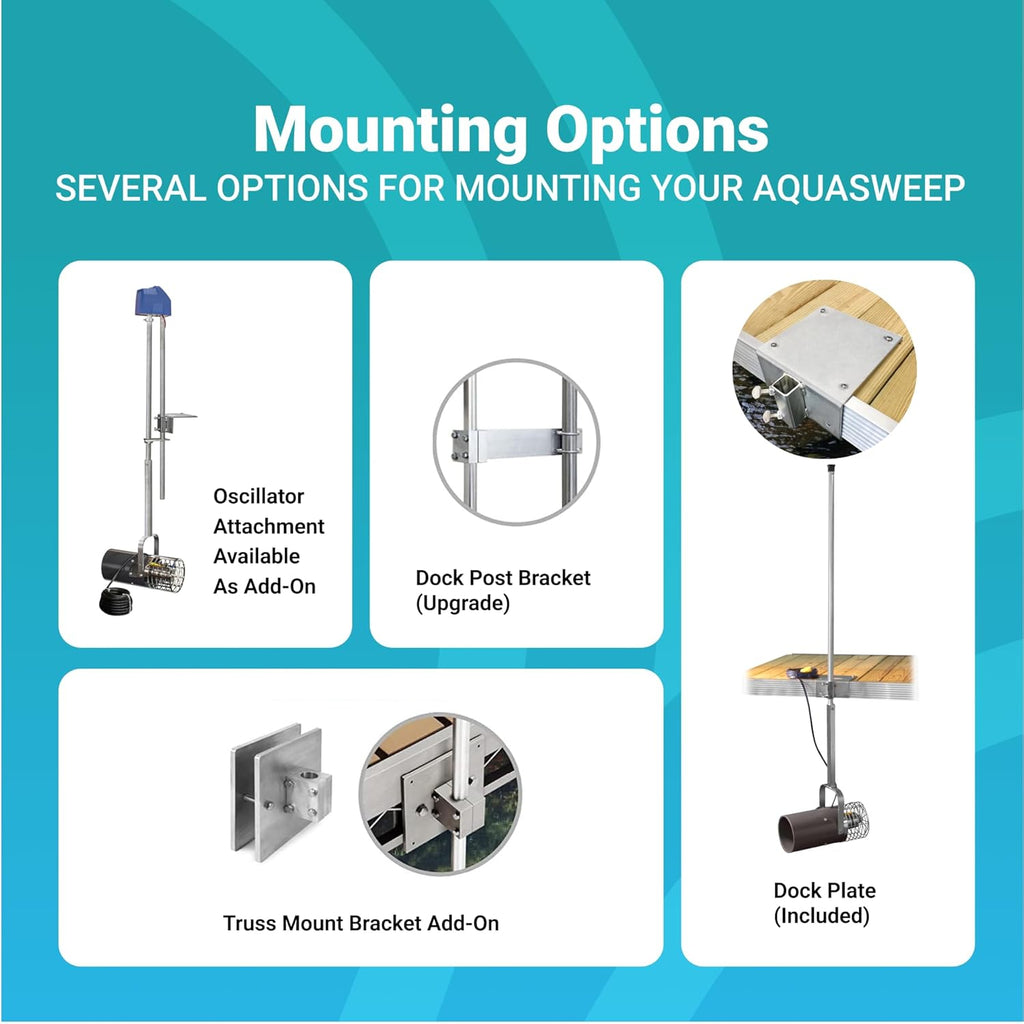 Scott Aerator Aquasweep Dock Mount - 1/2 Horse Power 115V 100 Feet Cord - Water Circulator | Water Agitator | Water Mover