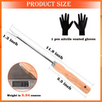 Wooden Handle Dandelion Weeder Tool - Polished Stainless Steel Dual - Forked Head Dandelion Weeder Puller Tool for Planting, Weeding, Flower & Vegetable Care with Nylon Nitrile Coated Gloves