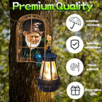 Whimsical Fairy Garden Gnomes with Solar Lights-10 Elf Out The Door Tree Hugger Garden Statues-Outdoor&Yard Decor-Tree Face Sculpture,Ideal Gnomes Yard Art for Patio,Wall，Yard