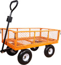 AAIN 1000 lbs Metal Garden Cart, Heavy Duty Garden Wagon with Removable Steel Mesh Sides, Utility Yard Carts with 180° Rotating Handle with 10 inch Wheels, 4cu.ft Load Capacity Outdoor Wagons