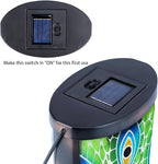 Hanging Solar Lantern Outdoor Waterproof Peacock Solar Lights Glass Tabletop Decorative Lamp for Outdoor Patio Garden Outside Yard Decor