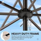 JEAREY 9FT Outdoor Patio Umbrella Outdoor Table Umbrella with Push Button Tilt and Crank, Market Umbrella 8 Sturdy Ribs UV Protection Waterproof for Pool, Garden (Beige)