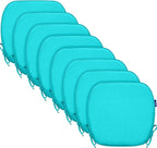 SleepMan Outdoor 17"x16" Chair Cushions with Ties Set of 8, Water Resistant All Weather U-Shape Seat Pads for Patio Garden Furniture Indoor Fade Resistant Patio Cushions (Peacock Green)