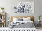 NINEASO Botanical Flowers Wall Art - Indigo Blue and White Floral Canvas Pictures Spring Blooming Painting Gray Background Printing Artwork Living Room Bedroom Home Office Wall Decor 29" x 58"