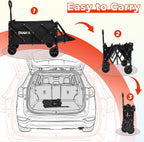 Collapsible Tailgate Wagon with Wheels, Compact Size Folding Utility Cart, 380LBS Capacity for Garden, Grocery, Beach, Camping – Portable Heavy Duty Cart