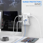 Outlet Extender Surge Protector - 6 Outlet Splitter with 4 USB Ports (2 USB C), Multiple Plug Expander Wall Charger, 3 Sided Multi Plug Wall Adapter Power Strip for Home Office Kitchen Travel