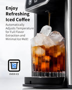 Hot & Iced Coffee Maker with Bold Setting, Single Serve Coffee Maker for K Cup and Grounds, 6-14 Oz Brew Sizes, 50 Oz Removable Water Tank, One Cup Coffee Machine with Reusable Filter, Black