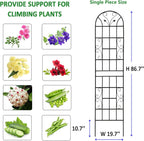 2 Pack Metal Garden Trellis 86.7" Tall Outdoor Climbing Plant Support for Roses, Flowers, Rustproof Durable Black Galvanized Tube, Lawn Garden Fence Decor Screen (2, Black curves-86.7" H)