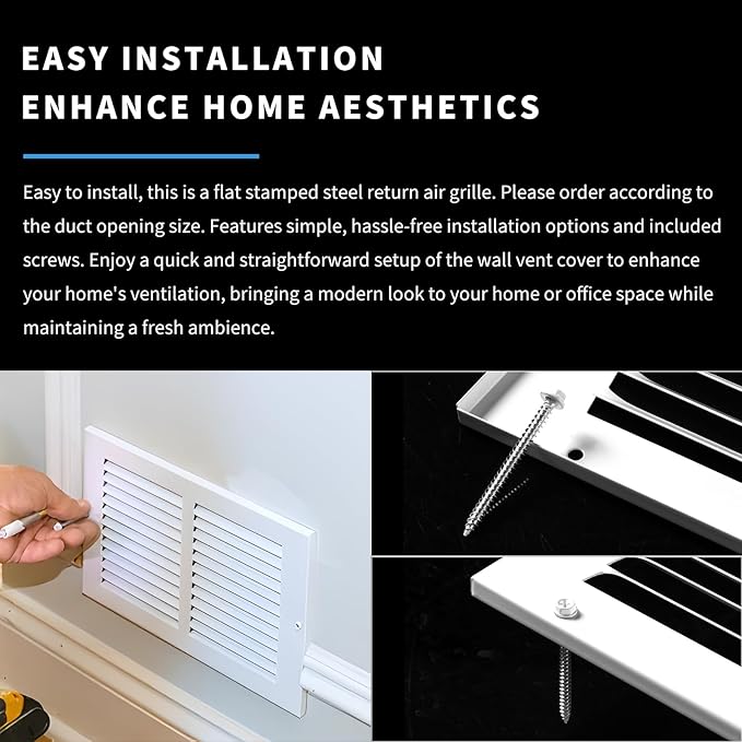 22x10 Vent Cover(Duct Opening Size),Air Return Vent Cover,Flat Vent Cover,Rejillas De Aire Acondicionado para Casa,Return Air Grilles,Outer Dimensions:23.75"Wx11.75"H(22"W x 10"H, Duct Opening)