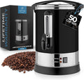 Zulay Commercial Coffee Maker Machine Urn - Large Percolator Pot Dispenser With Double-Wall Stainless Steel, Quick Brew, Stays Hot - Also for Water, Tea, Beverage at Events & Catering - 50 Cup Black