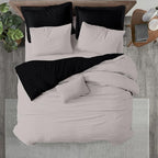 Kotton Culture 3 Pc Queen Size Duvet Cover Set- 100% Egyptian Cotton Sateen 600 TC Ultra Soft Premium Durable Comforter Cover Zipper Closure & Corner Ties (Night's Shadow, Queen/Full 90" X 90")