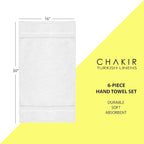 Chakir Turkish Linens | Hotel & Spa Quality 100% Cotton Premium Turkish Towels | Soft & Absorbent (6-Piece Hand Towels, White)