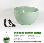 WOUSIWER 13 inch 2 Pack Large Hanging Planters for Indoor Outdoor Plants with Drainage Holes and Chain, Round Hanging Flower Pots for Garden Home Porch Decor, Green