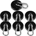 DIYMAG Black Magnetic Hooks, 110LBS Strong Heavy Duty Neodymium Magnet Hooks with Swivel Carabiner Hook, Great for Your Refrigerator and Other Magnetic Surfaces, Pack of 7