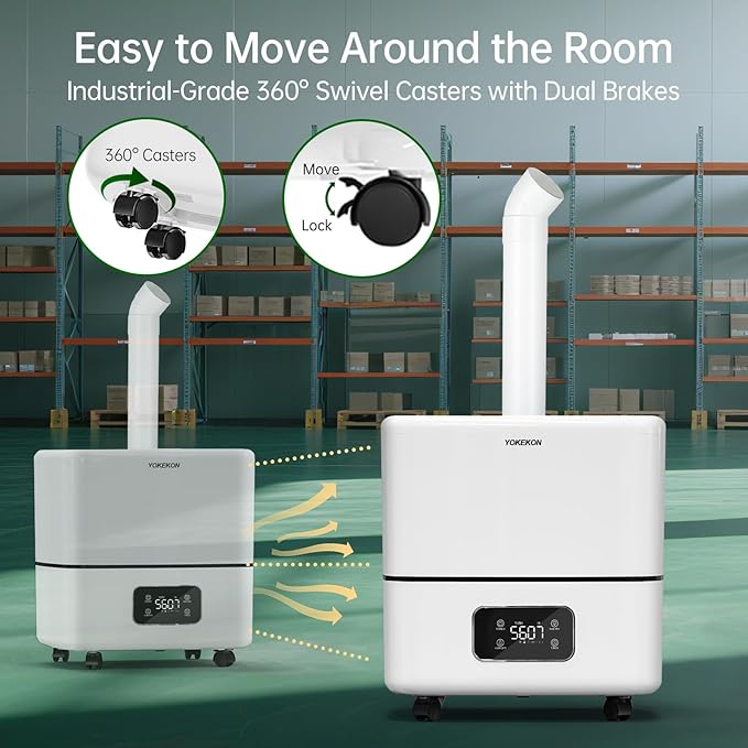 Humidifier Large Room, 30L/7.93Gal Large Commercial Humidifier 5000 sq.ft, Top-Fill Whole House Humidifiers with Extension Tube, 3 Mist Mode, Timer – Ideal for Plants, Office, Warehouse & Greenhouse