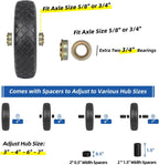 4.80/4.00-8" Wheelbarrow Tire, 16" Flat-Free Solid Tire and Wheel, 3-6" Centered Hub, 5/8" & 3/4" Bearing, For Broadcast Spreader Garden Wagon Cart Trolley Dolly (1 Pack)