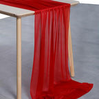 MDS Halloween Chiffon Table Runner - 25 Pack, 29 x 170 Inches, 14ft Each - Sheer Spooky Table Runners for Haunted House Parties, Trick-or-Treat Tables, Witchy Décor, Wedding & Events - Red