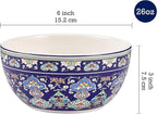 Bico Mandala Kaleidoscope Cereal Bowls Set of 4, 26 oz Deep Ceramic Soup Bowls for Cereal, Salad, Noodles, Kitchen, Microwave and Dishwasher Safe, Gift for Housewarming and Thanksgiving