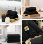 Newwiee 24 Pcs Coral Velvet Microfiber Bath Towels Sets 28 x 55 Inch Large Absorbent Multipurpose Quick Drying Soft Body Towels for Shower Bathroom Beach Fitness Yoga Sports Spa(Black)