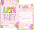 Preppy Patch Birthday Invitations for Girls, Let's Party Birthday Party Invitaions for Party Invites, 4x6 Inches, 30 Sets with Envelopes