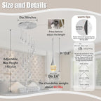 H138 Modern Chandelier for High Ceiling 26-Lights Chrome Raindrop Chandeliers Crystal Pendant Light Fixture Large Chandelier for Staircase Foyer Villa Dimmable LED Hanging Light