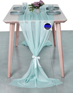 MDS 2 Pack 14ft Chiffon Table Runner 29 x 170 Inches Sheer Wedding Runner Romantic Rustic Table Runner for Wedding Decorations, Birthday Parties, Bridal Shower Party Arch Decor - Teal