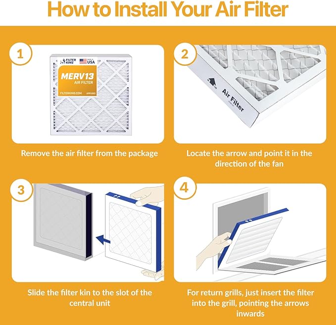 Filter King 12.13x19.5x1 Air Filter | 6-PACK | MERV 13 HVAC Pleated A/C Furnace Filters | MADE IN USA | Actual Size: 12.13 x 19.5 x .75"