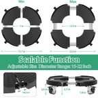 VANCASTLE Plant Caddy with Lockable Wheels 15-22'' Adjustable Plant Stand
