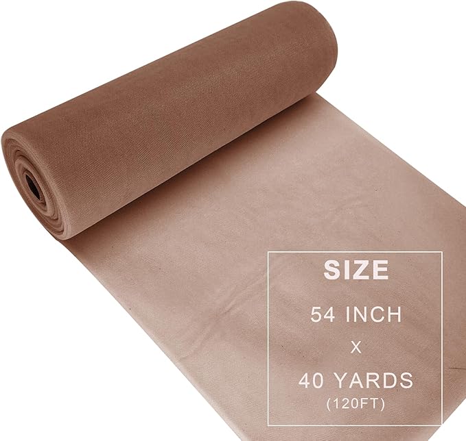Chestnut Tulle Fabric Roll Spool Bolt (54 Inch by 40 Yards) Large Tulle Wedding Party Decoration, Tutu Skirt, Table Runner, Gift Wrapping, Bridal Shower, Soft & Drape (Chestnut)