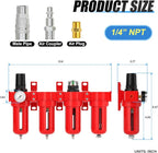1/4" NPT Industrial Grade 4 Stage Aluminum Air Drying System, Coalescing Filter, Double Particulate Filter, Desiccant Dryer and Air Regulator,Manual Drain For Plasma Cutter and Paint Spray