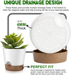 Indoor Outdoor Plant Pots- Self Watering Planters with Drainage Holes and Saucers, 9,8, 7.5 Inches, 3 Pots (Snow)