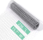 Chicken Wire for Crafts, Wire Netting Hexagonal Garden Poultry Chicken Wire Netting, Pet/Rabbit/Chicken Wire Fencing,0.8inch Hexagonal Galvanized PVC Coated Mesh Fence (Silver, 15.7"x236")