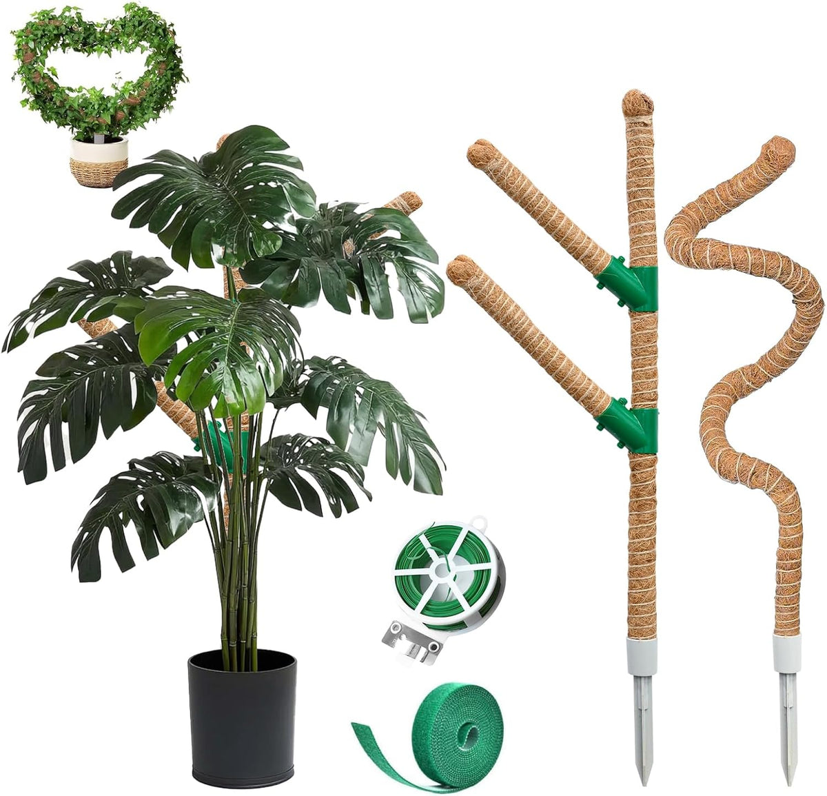 Moss Pole 30 Inch, 2 Pack Monstera Plant Support, Bendable Plant Stakes for Indoor Plants, Plant Sticks Support Tall，Coco Coir Plant Poles for Climbing Plants, Pothos, Philodendron