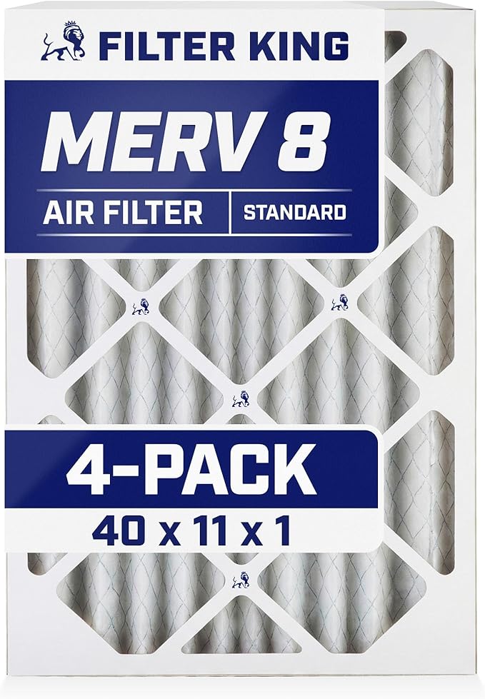 Filter King 40x11x1 Air Filter | 4-PACK | MERV 8 HVAC Pleated A/C Furnace Filters | MADE IN USA | Actual Size: 40 x 11 x .75"