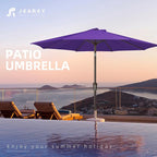 JEAREY 10FT Outdoor Patio Umbrella Outdoor Table Umbrella with Push Button Tilt and Crank, Market Umbrella 8 Sturdy Ribs UV Protection Waterproof for Pool, Garden (Dark Purple)