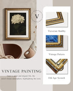 VIYYIEA Gold Framed Wall Art Canvas Print Home Decor Vintage Flower Prints Room Aesthetic White Hydrangea Oil Painting Picture Gifts Bedroom Bathroom Floral Wall Decor Kitchen Farmhouse Office 13x16in
