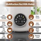 Nut Milk Maker Machine - 8 in 1 Soy Milk Maker Machine 35oz with Self-Cleaning, 18H Delay Start & 4H Keep Warm, Automatic Plant-Based Milk Blender for Almond, Oat, Coconut, Soybean - White