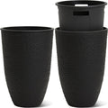 WORTH Garden 2-Pack 21" H. Black Tall Planters with Inside Pots - 14'' Dia Plastic Large Round Plant Tree Pots - Decorative Imitation Stone Finish for Indoor Outdoor Front Porch Container Patio