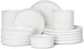 E-far Stoneware Dinnerware Sets, 18-Pieces Modern Plates and Bowls Sets, Kitchen Dinning Porcelain Dishes Set for 6, Chip & Scratch Resistant, Dishwasher & Microwave Safe, Speckled White