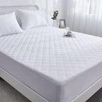Queen Waterproof Mattress Pad, 8-21" Deep Pocket Protector Ultra Soft Quilted Fitted Topper Cover Breathable Fit for Dorm Home Hotel - White
