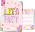 Preppy Patch Birthday Invitations for Girls, Let's Party Birthday Party Invitaions for Party Invites, 4x6 Inches, 30 Sets with Envelopes