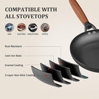 YUTANN Nonstick Frying Pan 10 inch, Ceramic Cast Iron Skillet, Lightweight Pre-seasoned Cast Iron Pan with Detachable Handle, Dishwasher & Oven Safe, Free of PFAS and PFOA