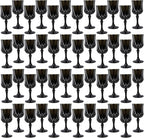 Plastic Wine Glasses，Plastic Goblets Vintage Style Cordial Drinking Glasses for Wedding Reception, Grand Event Party Supplies (48, Black)