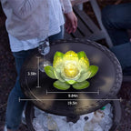 Huaxu Solar Lights Outdoor Garden Decoration Crackle Globe Glass Waterproof LED Metal Green Lotus Flowers Gift for Mom,Women,Patio,Lawn,Walkway,Tabletop,Ground