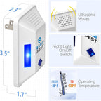 Ultrasonic Pest Control Repeller (2-Pack) Plug in Flea Rat Roach Mosquito Cockroaches Rodent Spider Scorpion Fruit Fly Insect Indoor Plug Repellent