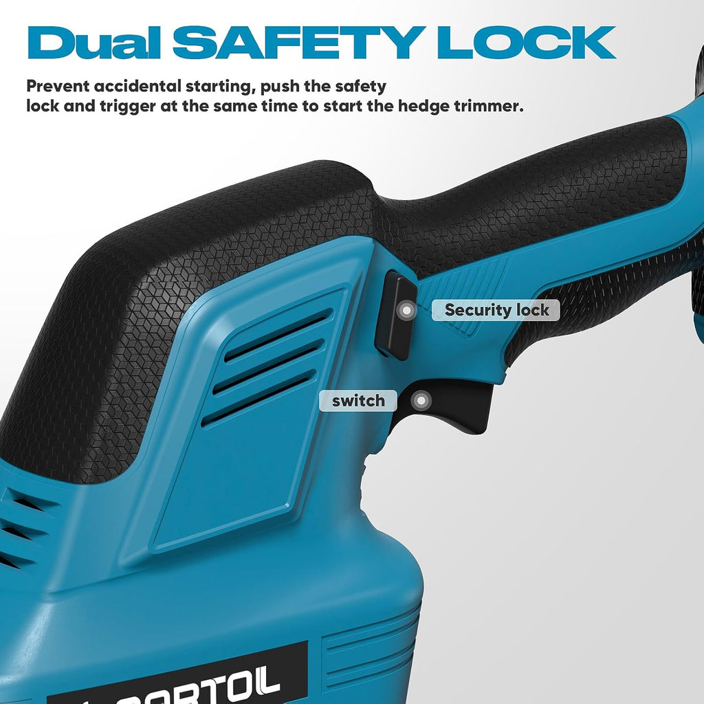 GARTOL Hedge Trimmer Cordless 2-in-1, 12'' Bush Trimmer & 20V Battery Powered Grass Shears with Battery & Charger, Lock, Fast Blade Change, Electric Hedge Shears Compatible with 18V Makita Batteries