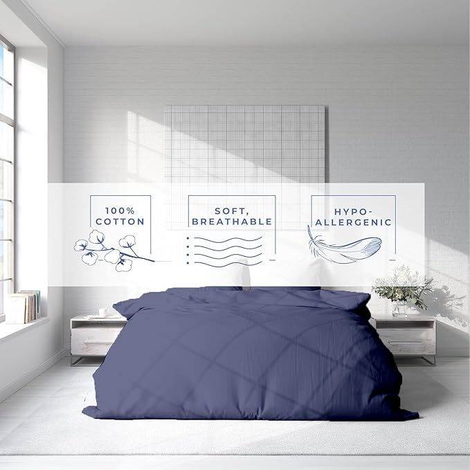 Kotton Culture 1 Pc California King Size Duvet Cover Only -100% Egyptian Cotton Sateen 600 TC Ultra Soft Premium Durable Comforter Cover Zipper Closure & Corner Ties (Mediterranean Blue,104"x98")