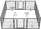 FXW Garden Fence Outdoor for The Yard – 24in(H) x 22.8ft(L) Heavy Duty Metal Animal Barrier for Dog and Rabbit, Decorative Dog Fence, 12 Panels, Black